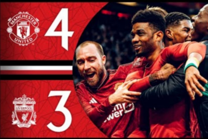 跌宕起伏！24年足總杯，阿瑪?shù)录訒r(shí)絕殺，曼聯(lián)4-3擊敗利物浦晉級(jí)