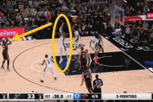 有效果??文班距離熱巴5米奮力跳起干擾投籃&成功防守